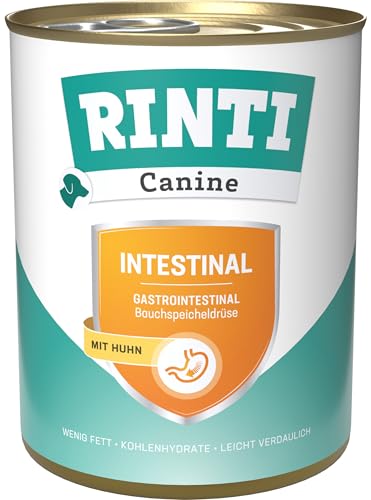 RINTI - Canine Intestinal Leicht verdauliches Diät Nassfutter für ausgewachsene Hunde mit gastrointestinalen Problemen. Alleinfutter mit erhöhtem Elektrolytgehalt in der Dose 6x800g Huhn