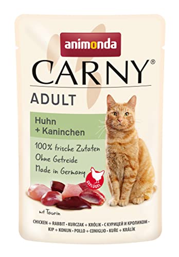 animonda Carny Adult Katzenfutter nass für ausgewachsene Katzen im Frischebeutel mit Huhn Kaninchen 12 x 85 g