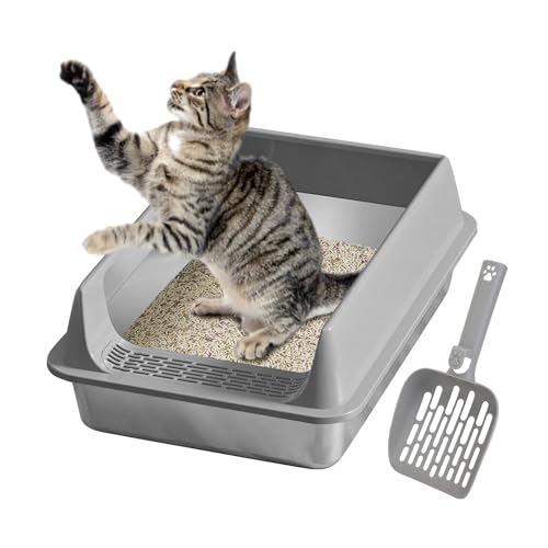 Katzentoilette Aus Edelstahl PP Und Stahl 40x30x16cm 853g Halboffene Katzenklo Wanne Mit Sieb Und Schaufel Langlebige Reinigung Schale Für Hygiene Nd Tier Wohlbefinden