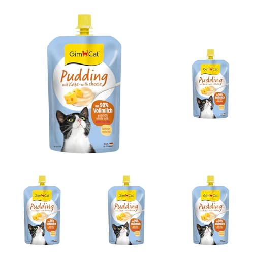 GimCat Pudding mit Käse - Cremiger Snack für zwischendurch mit Kalzium - Made in Germany 1 x 100 g Packung mit 5