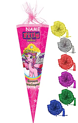 alles meine.de GmbH Schultüte   Einhorn   Cassiopeia   70 cm   rund   incl. Namen und Schleife   Filzabschluß   Zuckertüte   mit ohne Kunststoff Spitze   für ..