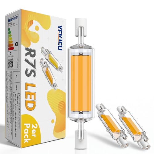 YFKJEU R7S LED 78mm Dimmbar Lampe 10W LED R7S 78mm Leuchtmittel Birne Glühbirne R7S LED Bulbs Ersetzt 100W Halogen AC 220-240V 1530lm 2pcs Warm White 78mm