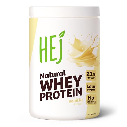 HEJ Whey Protein Pulver - Eiweißpulver für Muskelaufbau Fitness - 21 g Eiweiß pro Portion - Als Shake oder Zutat - Vanille 900g