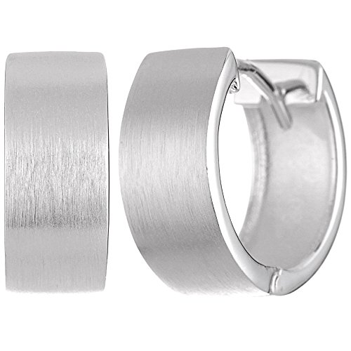 Vinani Damen Ohrringe 925 Silber - Klapp-Creolen rund mattiert aus 925 Sterling Silber Ohrring Set für Frauen CMB