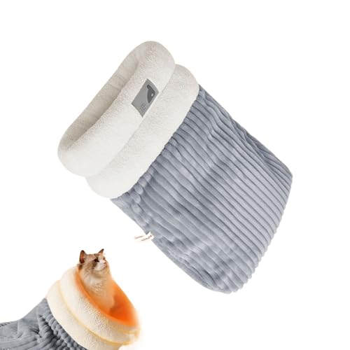Winterschlafsack Für Katzen Plüsch-Schlafsack 360 -Wickel Weiches Warmes Bett Für Hauskatzen Waschbarer Luxus-Katzensack Bequeme Isolierte Katzenbettwäsche Für Den Herbst Und Winter Komfort