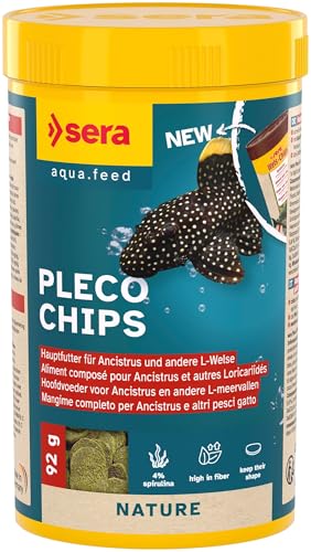sera Pleco Chips 250 ml 92 g Wels Futtertabletten Chips für gesunde Bodenfische Welsfutter Aquarium mit hoher Futterverwertbarkeit Wels Futter Fischfutter Aquarium Made in Germany