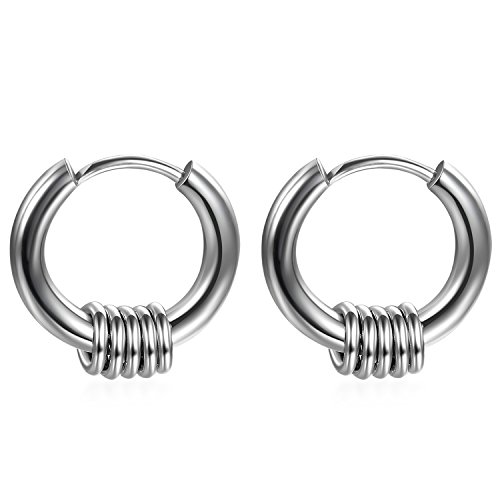 JewelryWe Ohrringe Creolen Edelstahl Ringe 17mm Herren Damen Creolen Huggie Hoop Ohr Manschette Ohrringe Kreolen Ohrstecker mit kleinen Ringen Kreisen Anhänger Silber