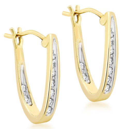 Carissima Gold Damen 0.12k Diamond V-geformt Creolen 9k 375 2mm x 17 Gelbgold