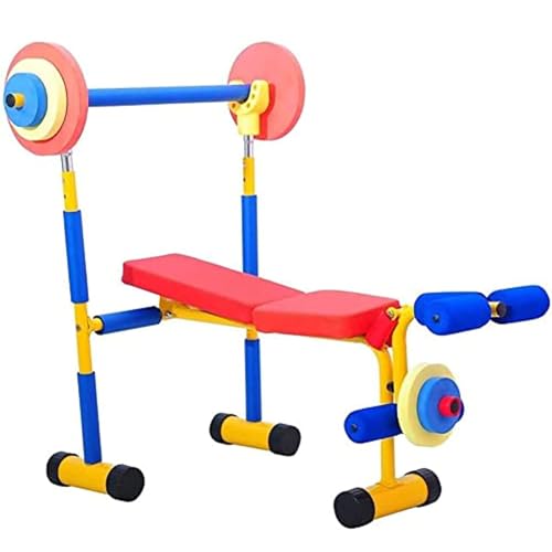 Kinder-Fitnessbank-Set mit Beinpresse und Langhantel für Indoor- und Outdoor-Übungen ideal für Kinder von 3 bis 8 Jahren