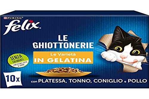 Purina Felix Nassfutter für Katzen mit Platessa Thunfisch Kaninchen und Huhn 60 Beutel 85 g