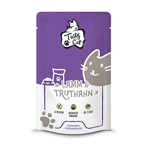 Tasty Cat Nassfutter für Katzen Lamm Truthahn 12 x 125g. getreidefrei zuckerfrei