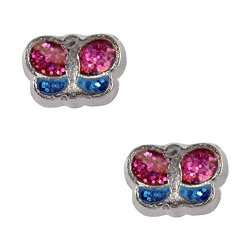 Studex Tiny Tips Schmetterling-Ohrstecker für Kinder hypoallergen Edelstahl 6 mm glitzernd