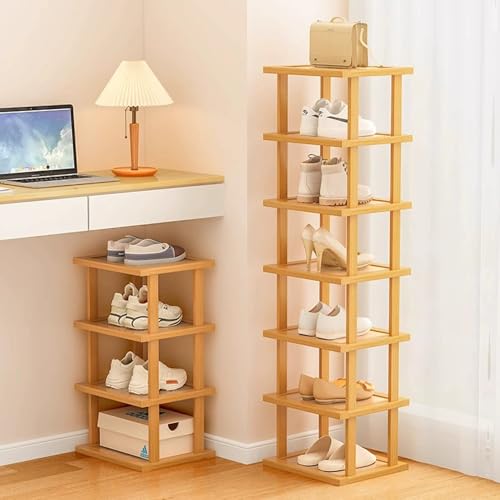 GXLBDK Vertikales Schuhregal Schmales Schuhregal Aus Bambus Holz Platzsparendes Eckschuhregal Freistehendes Schuhregal Für Eingangsbereich 9.8 9.4 14.5in