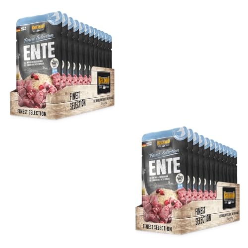 Belcando Finest Selection Adult Ente mit Reis Preiselbeeren Doppelpack 2 x 12 x 125 g Alleinfuttermittel für Hunde Mit Distelöl