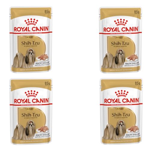 Royal Canin Shih Tzu Adult Mousse 4er Pack 4 x 12 x 85 g Nassfutter für ausgewachsene Shih Tzus Zur Unterstützung des Fells und der Verdauung Für Hunde ab dem 10. Lebensmonat