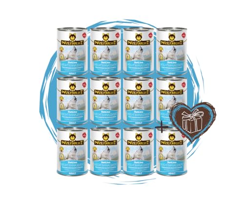 Wolfsblut Vetline Hundefutter - Weight Management 12x395g - Sparbundel Sparpaket - inklusive Warnicks Tierfutterservice Hundesnack Goodie