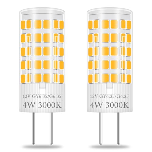 XIMNCHNI GY6.35 LED Lampe 4W Ersetzt Halogen 35W 40W 50W 12V Warmweiß 3000k Led Lampe Bi-Pin Sockel JC Typ 2-Stifte Led Glühbirnen G6.35 Ersatz für Halogen Stiftleuchte JCD LED 2er-Pack