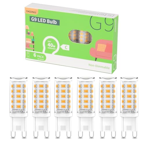 CHEERBEE G9 LED Warmweiß 3W 2700K 480LM Energieeffizienz klasse C LED Leuchtmittel Ersatz für 40w Halogenlampe G9 Glühbirne energiesparend Nicht Dimmbar Flimmerfrei für Hausbeleuchtung 6er Pack.