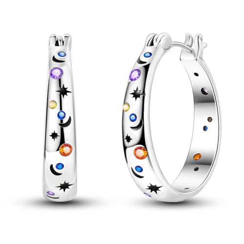 QIKAOLA Kreolen aus 925er Sterlingsilber bunte Zirkonia hypoallergen