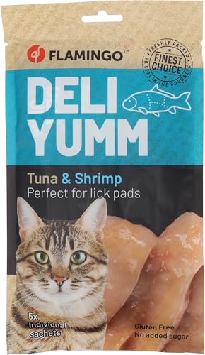 Flamingo Snack Deli Yumm Pasta mit Thunfisch Garnelen 70 g Ideal für Perserkatze Maine Coon Britisch Kurzhaar Siamkatze usw.