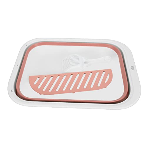 Faltbarer Katzenstreu Schrank Splash Proof Space Saving Design Semi-geschlossene Kätzchentoilette für Indoor-Katzen kleine Haustiere Abnehmbares Pedal Hängendes Loch Roseate