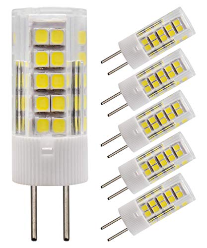 TZHILAN 4W GY6.35 LED-Glühbirnen AC DC 12V Tageslichtweiß 6000K JC Bi-Pin-Sockel Mini-Lampe Äquivalent 40W Halogenlampe Ersatz 5er Pack MEHRWEG