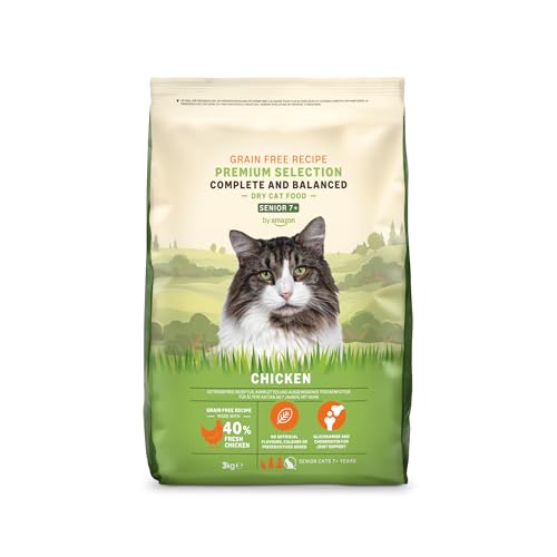 by Amazon Katzenfutter für ältere Katzen Senior Fein zubereitetes Trockenfutter mit frischem Huhn Getreidefreie Rezeptur 3 kg 1er-Pack Zuvor eine Marke von Lifelong gleiches Produkt