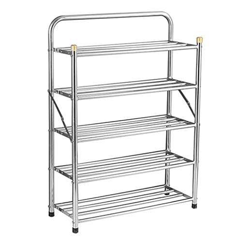 DZBOCM Schuhregal Schuhablage Schuhgestell 5 Stufe freistehend tragbarer Faltbarer Schuhorganisator hochwertiges Edelstahl-Schuhregal for den Schrank Eingang Eingangsflur