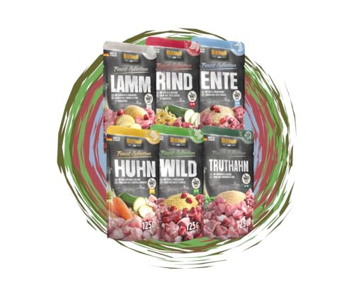 Belcando Frischebeutel Nassfutter Multi Bundle Sparpaket Verschiedene Sorten 6x125g 125g Mix 2 - Lamm Rind Ente Huhn Wild Truthahn