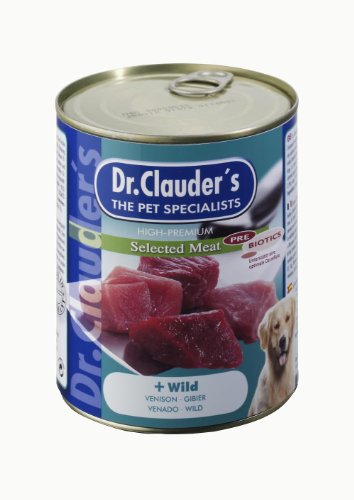DR.CLAUDER S - Selected Meat Prebiotic Nassfutter in Lebensmittelqualität mit Inulin für eine gesunde Darmflora bei ausgewachsenen Hunden. Alleinfutter in der Dose 400g Wild