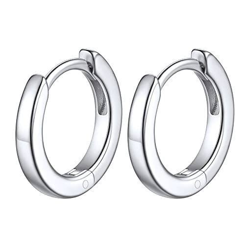 Bestyle Ohrringe Silber 925 Creolen Weißgold Klein Huggie Kreolen Hoop Klappcreolen für Damen Mädchen Runde Ohrschmuck Geschenk für Damen Mädchen