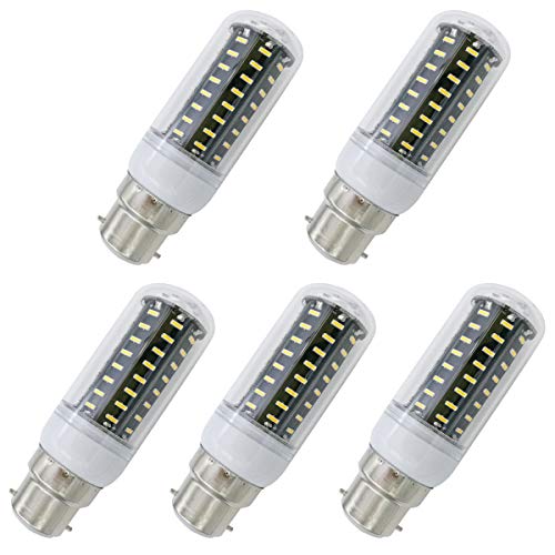 Aoxdi 5 Stück B22d LED Leuchtmittel Lampe 7W Warmweiß 72 SMD 4014 Klar B22D LED Glühbirne AC220-240V