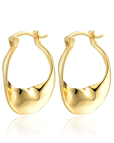 Anten Pink Ohrringe Gold Creolen für Damen Leichte Goldene Creolen mit 14 Karat Echt Vergoldete Hypoallergen Schmuck Geschenke für Frauen Damen Mädchen