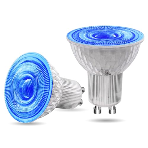 BrightArk GU10 Blaue LED Glühbirnen 5W MR16 Blaue Farb-Spotlights 50W MR16 GU10 Halogen-Ersatz 38 Grad Strahlwinkel für Wand-Washer-Lampe Landschaftsbeleuchtung 2-Stück