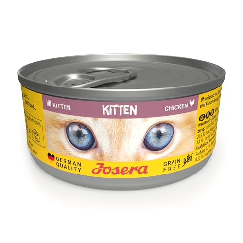 JOSERA Nassfutter Kitten Chicken 12 x 85 g Kitten Premium Katzenfutter nass für wachsende Katzen Huhn Kürbis mit Lachsöl getreidefrei Anti-Haarballen Alleinfutter 12er Pack
