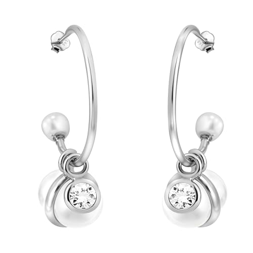 SOFIA MILANI - Damen Ohrringe 925 Silber - mit Zirkonia Steinen - Perlen Steck Creolen - 20994