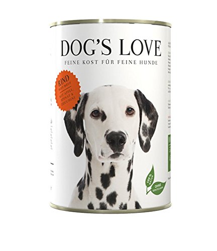 DOG S LOVE Classic Nassfutter Hund Rind mit Apfel Spinat Zucchini 6 x 400g