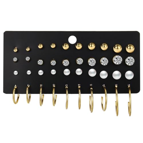 JOINPAYA 1 Satz Ohrringe Satz Perlenohrringe Ohrstecker Creolen Damen Ohrschmuck mit Strass und Perlen für Alltag und Festliche Anlässe