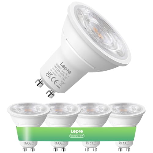 Lepro Energieklasse A GU10 LED Warmweiss 2W 2700K Warmweiß 360 LM Nicht Dimmbar Reflektorlampe Energiesparendes GU 10 LED Leuchtmittel 38 Abstrahlwinkel für Wohnzimmer Küche 4 Stück