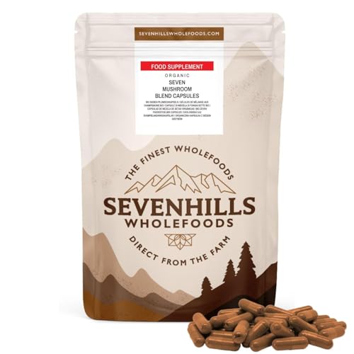Sevenhills Wholefoods Bio Pilz Sieben Misch Kapseln x 120 mit Reishi Chaga Shiitake Maitake Löwenmähne Lion s Mane Cordyceps Tremella