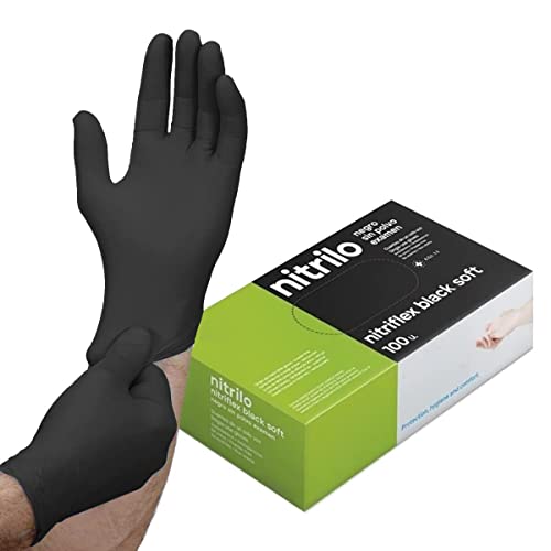ABD 100 Nitril-Einweghandschuhe Größe XS Nitrilhandschuhe Schwarz puderfreie Handschuhe schwarze Handschuhe LATEX FREE CE-zertifiziert nach EN455 Lebensmittelhandschuhe Größe XS Schwarz