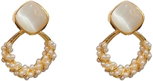 XFSRG Elegante Ohrringe Gold mit Perlen Ohrringe Silber 925 Schmuck für Frauen Trendige Creolen für Festival und Alltag