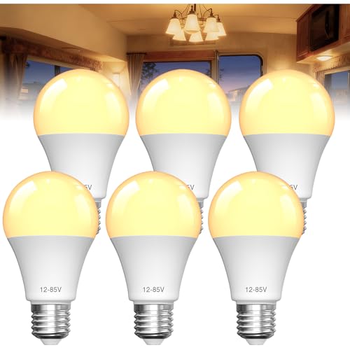 BrightArk DC12V-85V E27 12V LED Lampe Warmweiß 3000K Glühbirne E27 7W LED Glühbirne 60W Glühlampenersatz für Sonnensystem Wohnmobil Boot Innen Niederspannungs Sicherheitsbeleuchtung 6 Stück
