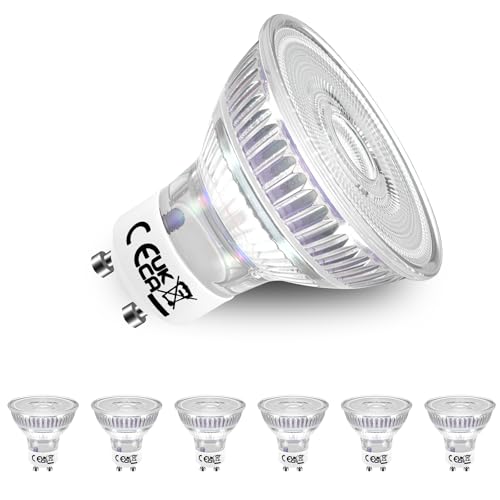 Allesgute 6 Stück GU10 LED Warmweiss Lampe 5W 550LM 3000K 50W Halogen Leuchtmittel ersetzt Glas GU 10 LED 38 Abstrahlwinkel Spot Energiesparlampen Nicht Dimmbar Glühbirne AC 220-240V