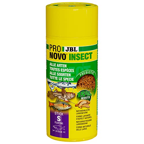 JBL PRONOVO Insect Stick Futter für alle Aquarienfische von 3-10 cm Fischfutter-Sticks Klickdosierer Größe S 250 ml