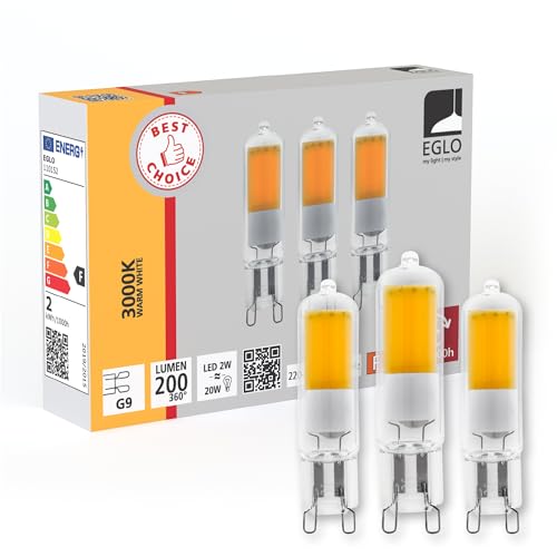 EGLO G9 Stiftsockel LED Lampe 3er-Set Stiftsockellampe 3 Steckbirnen je 2 Watt entspricht 25 Watt Leuchtmittel warmweiß 3000 K Glühbirne Pin 1 5 cm