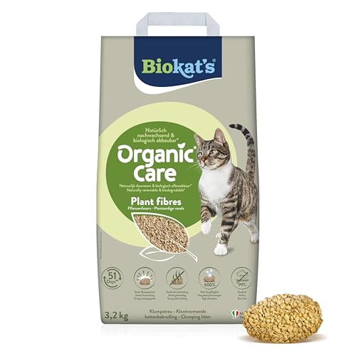 Biokat s Organic Care Plant Fibres 3 2 kg - Grobe klumpende Katzenstreu aus nachwachsenden und biologisch abbaubaren Pflanzenfasern - 1 Sack 1 x 3 2 kg