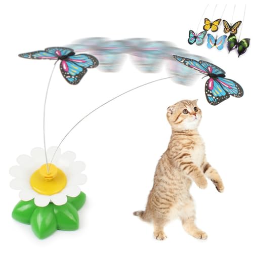 TOYANDONA Elektrisches Katzen Schüttelspielzeug 2 Stück Rotierendes Butterfly Trainingsspielzeug Aus Kunststoff Interaktives Katzenspiel Für Aktive Katzen Und Kätzchen