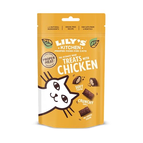 Lily s Kitchen Mit natürlichen Zutaten hergestellt Leckerli - Packung für ausgewachsene Katzen Die ultimative Belohnung mit Huhn Getreidefreie Rezeptur 10 x 60g