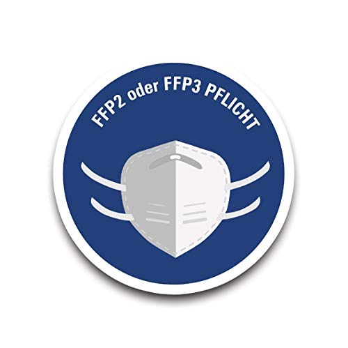 Aufkleber Hinweis FFP2 ODER FFP3 PLICHT Gebot Schild Folie 5-40cm blau Made in Germany Größe 40 cm